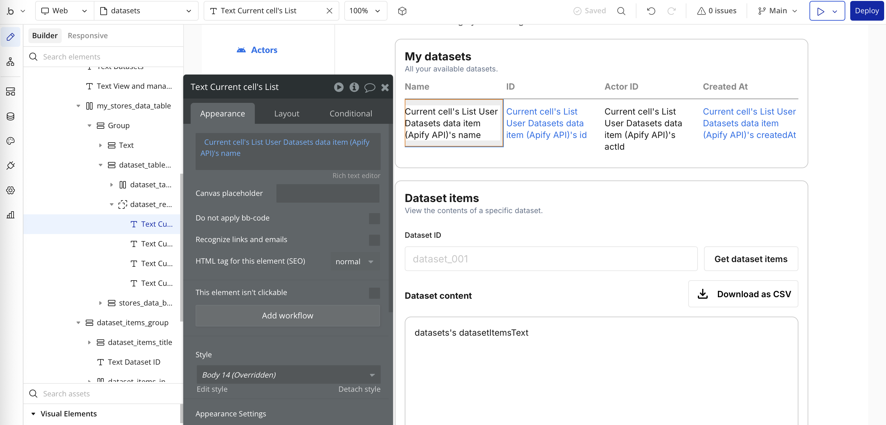 Step 4 — Repeating group data cell